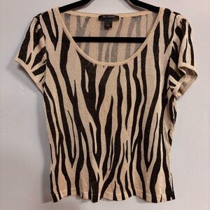 NWOT St. John Black and Cream Zebra Striped Women's Top - Sz M